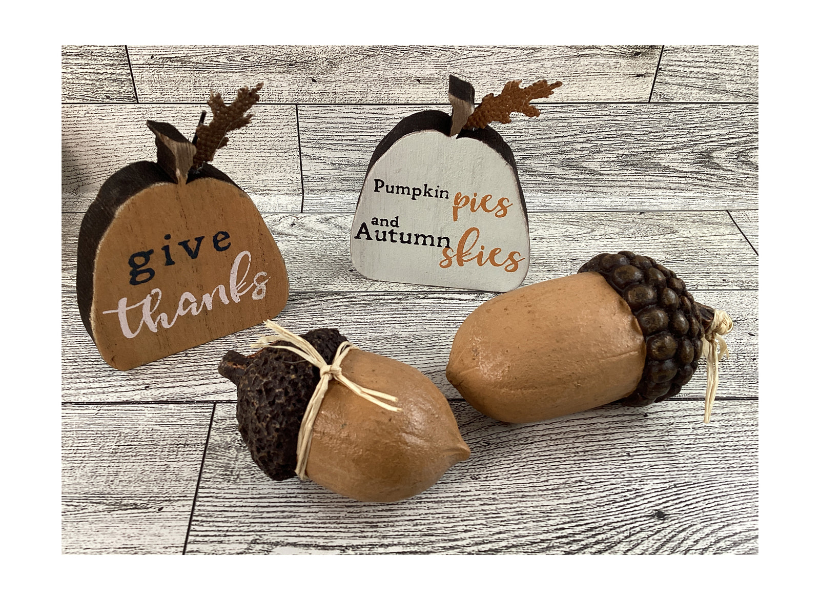 AGD Fall Decor - Resin Pumpkins and Acorns Tier Tray Sitters 5pc Set