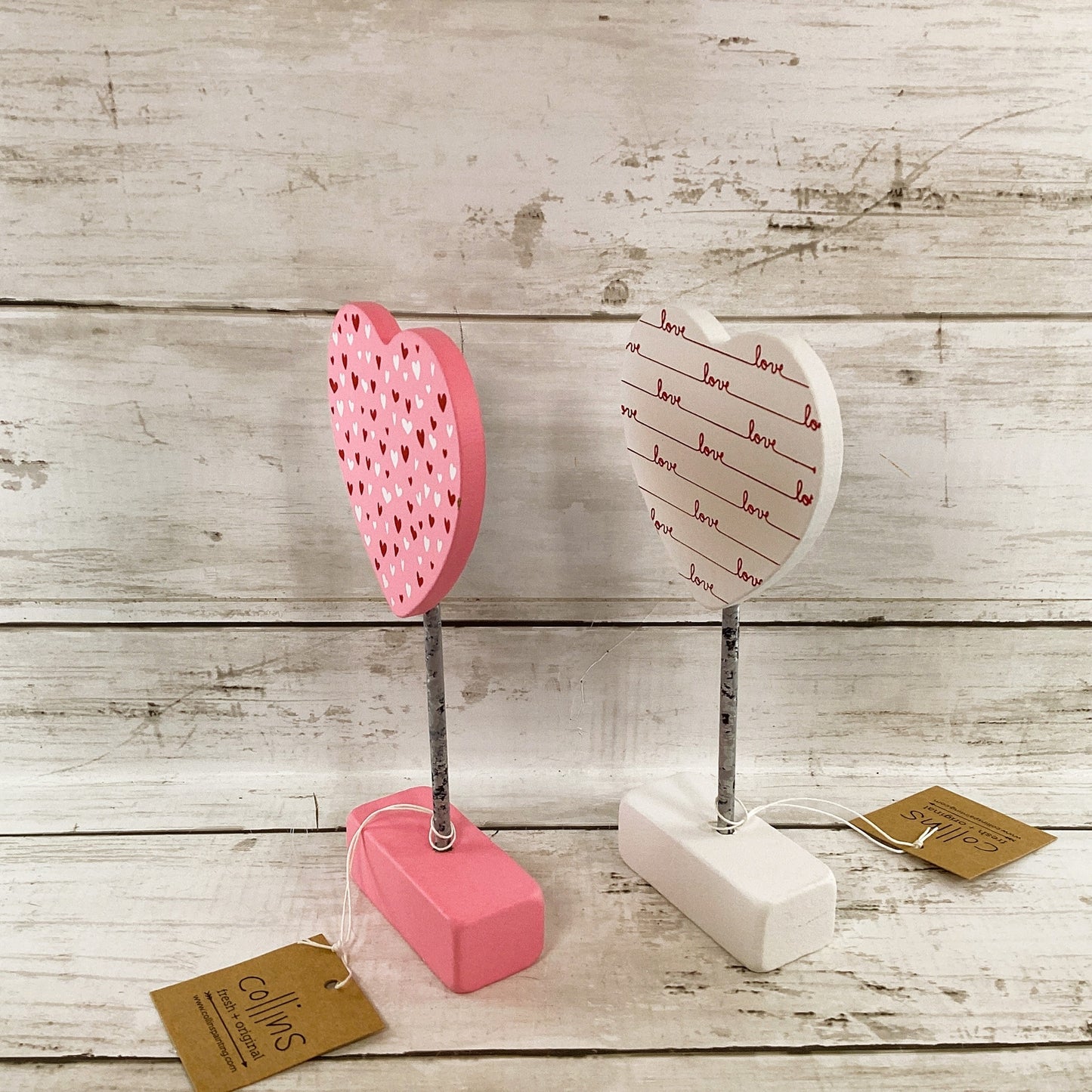 CP Valentines Decor - Red White Love Block Heart Tier Tray Decor 2pc Set