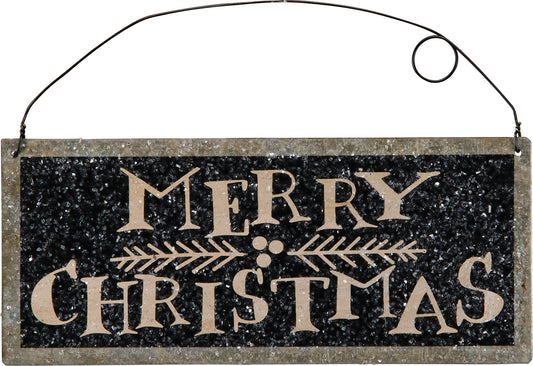 PBK Christmas Decor - Merry Christmas Black TileTin Ornament