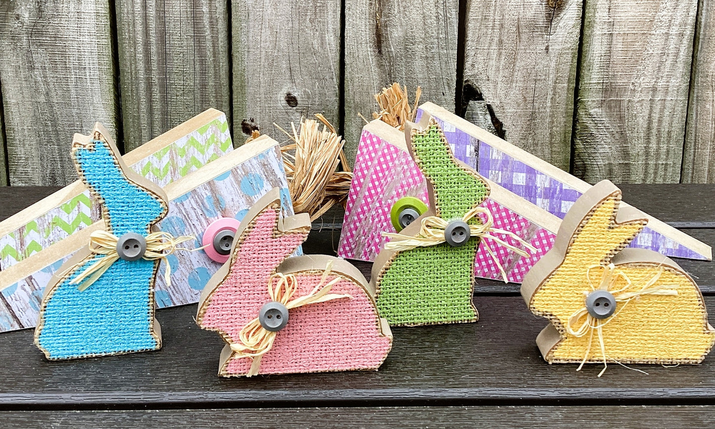 AGD Easter Decor - Reversible Chunky Wood Carrot Runny Rabbit 8pc