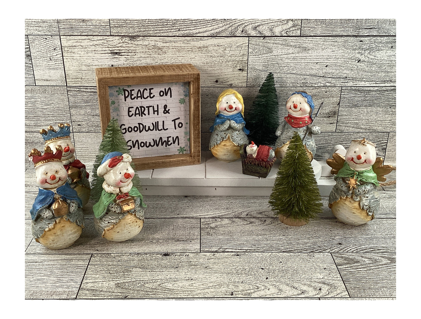 AGD Christmas Decor - Peace on Earth Goodwill Snowmen Nativity SLED Set