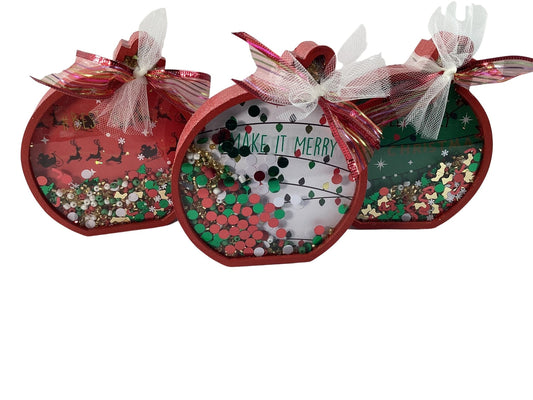 Christmas Decor -  Ornament Bulbs Chunky Wood Shaker Sitters 3pc Set