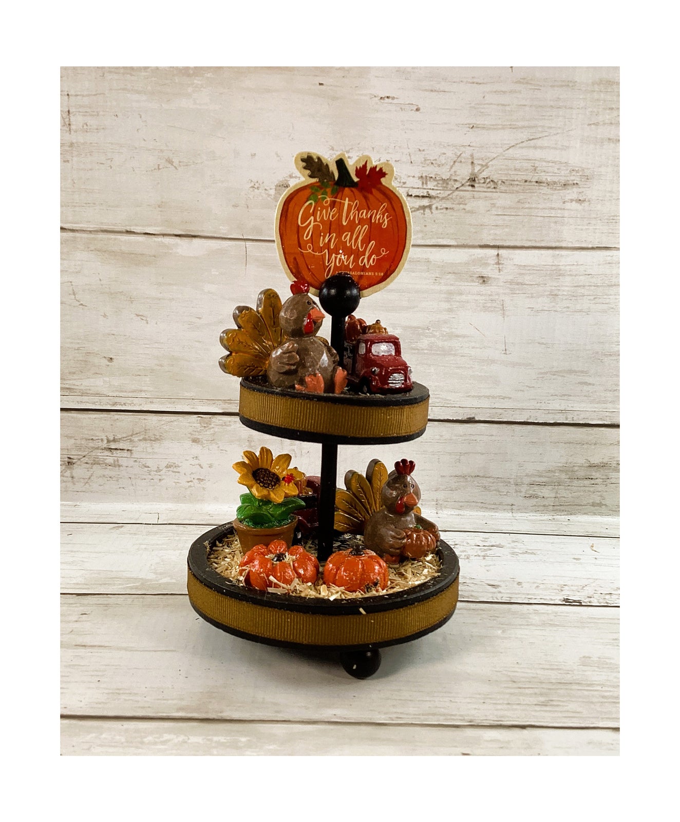 AGD Fall Decor - Autumn Harvest Small Miniature Fairy Tier Tray