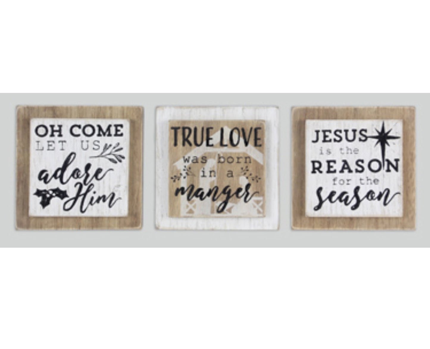 Youngs Christmas Decor - Jesus Reason True Love Adore Him Signs 3pc
