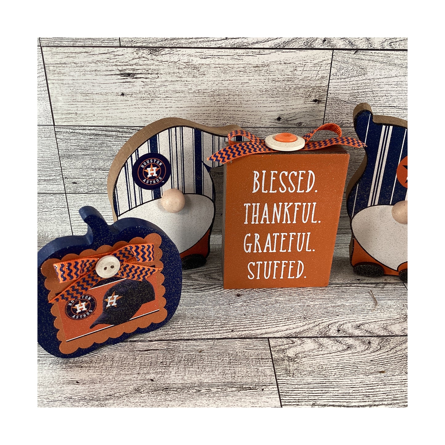 AGD Fall Decor -  Fall Baseball Gnomes Pumpkins Sign 5pc Set