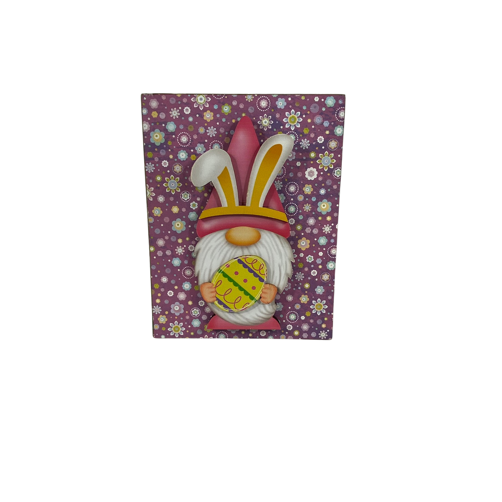 AGD Easter Decor - Bunny Eggs Gnome Happy Easter Reversible Block Sign