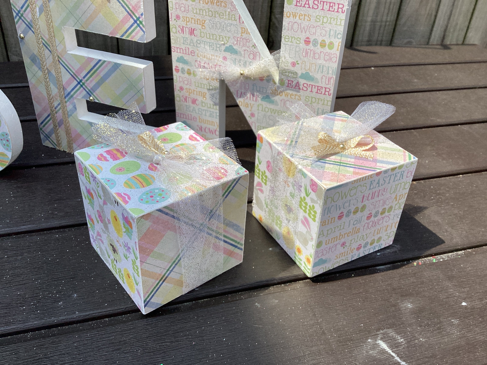 AGD Easter Decor - Chunky Wood RISEN Letter Word Tabletop Display