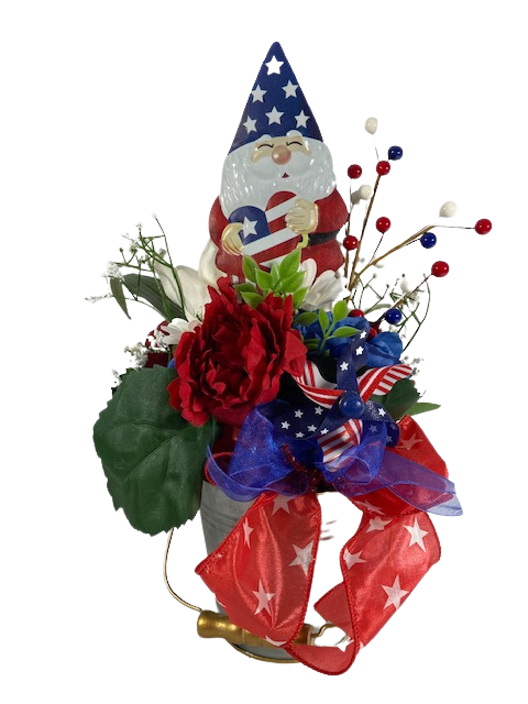 AGD Patriotic Decor - July 4th Gnome Floral Centerpiece