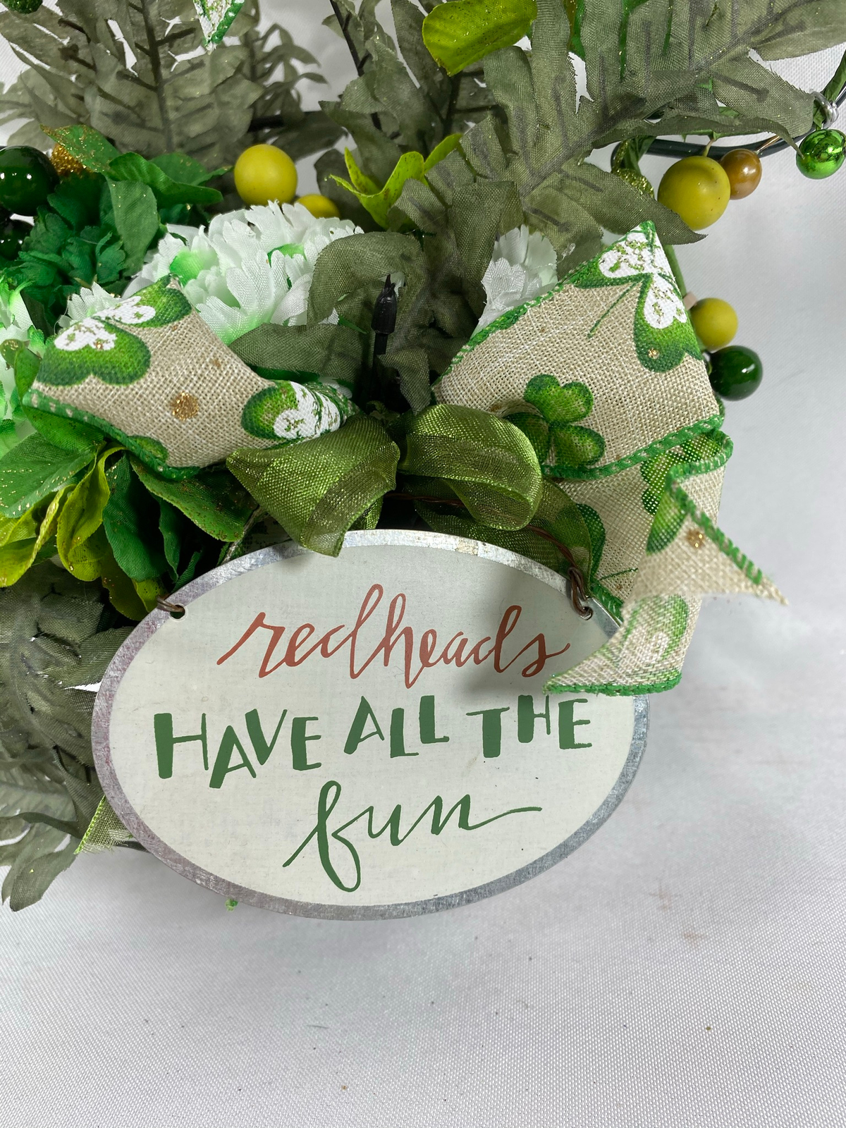 AGD Saint Patrick's Decor – Twig Shamrock Redheads Have Fun Floral Display