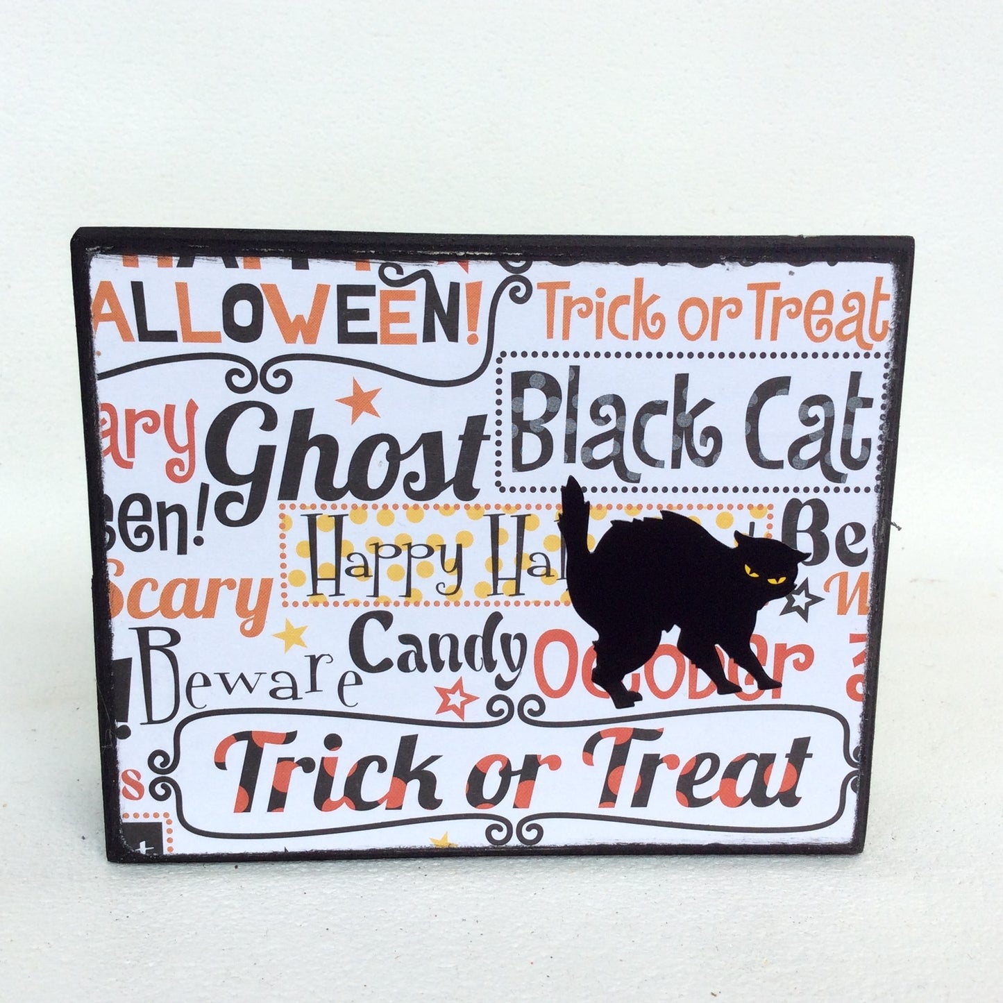 AGD Halloween Decor - Candy Corn Cat Reversible Box Sign