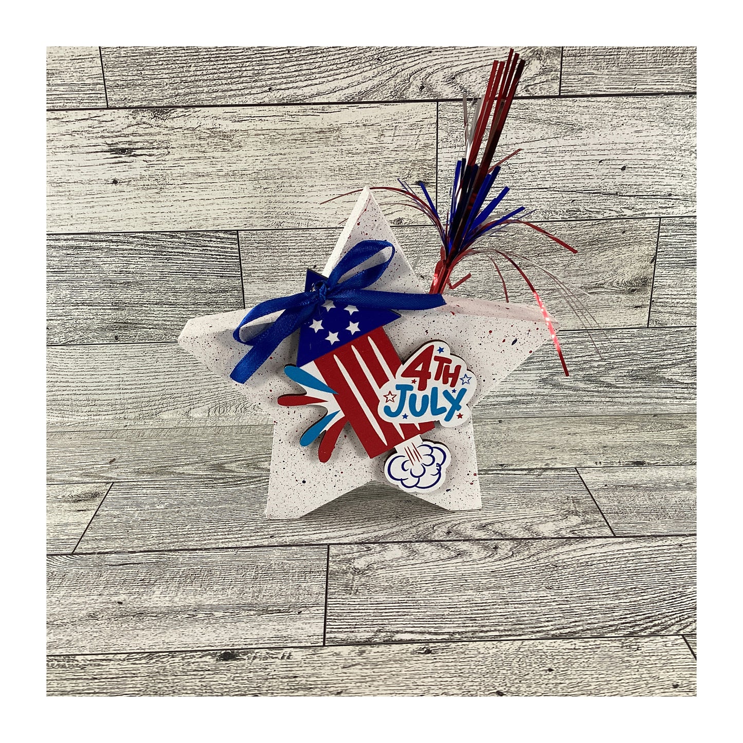 AGD Patriotic Decor - Fireworks Chunky Wood Star Sitter