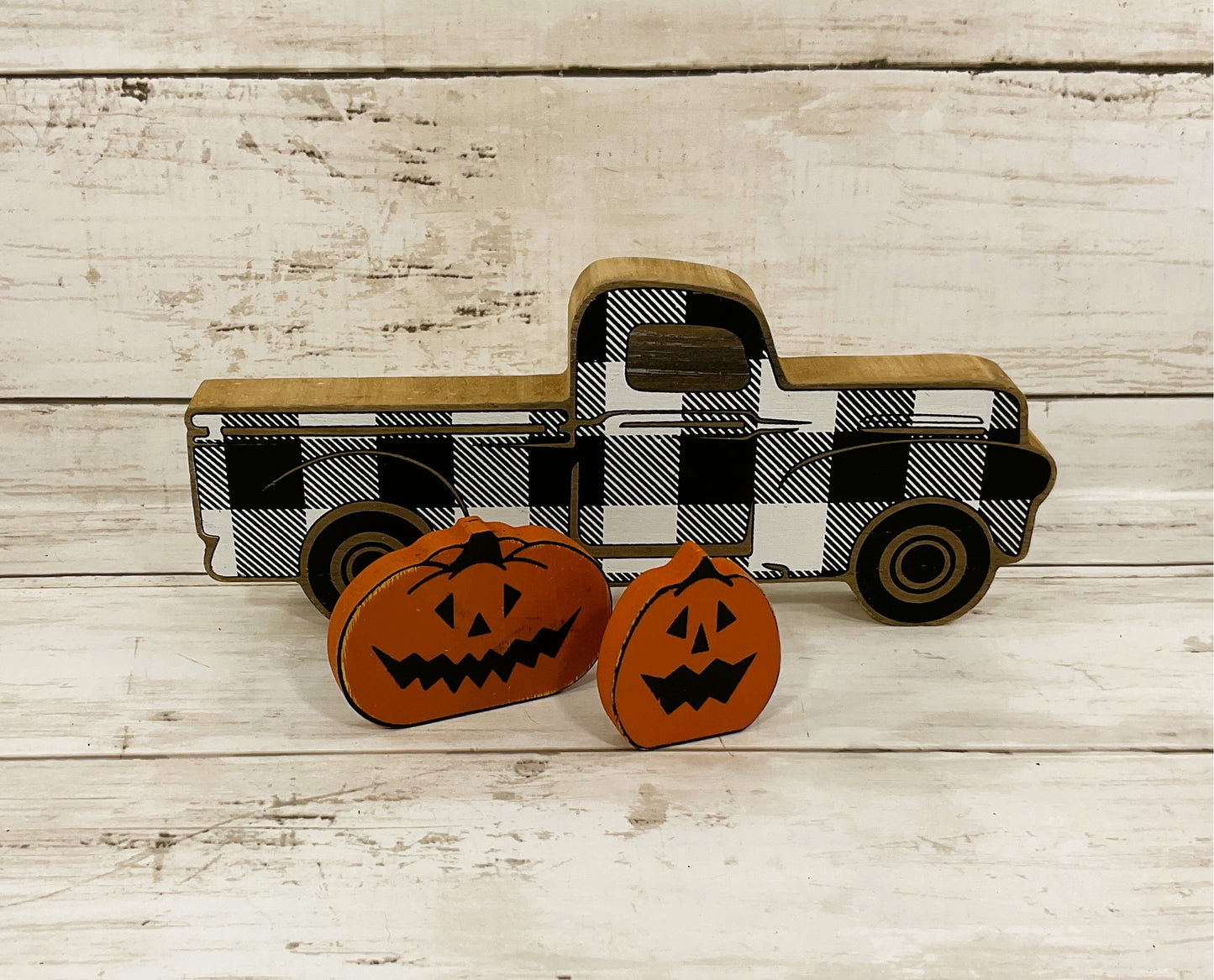 AGD Halloween Decor - Wood Truck Pumpkin Jack-o-lantern Tier Tray Decor