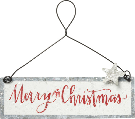 PBK Christmas Decor - Prim Merry Christmas Tin Ornament