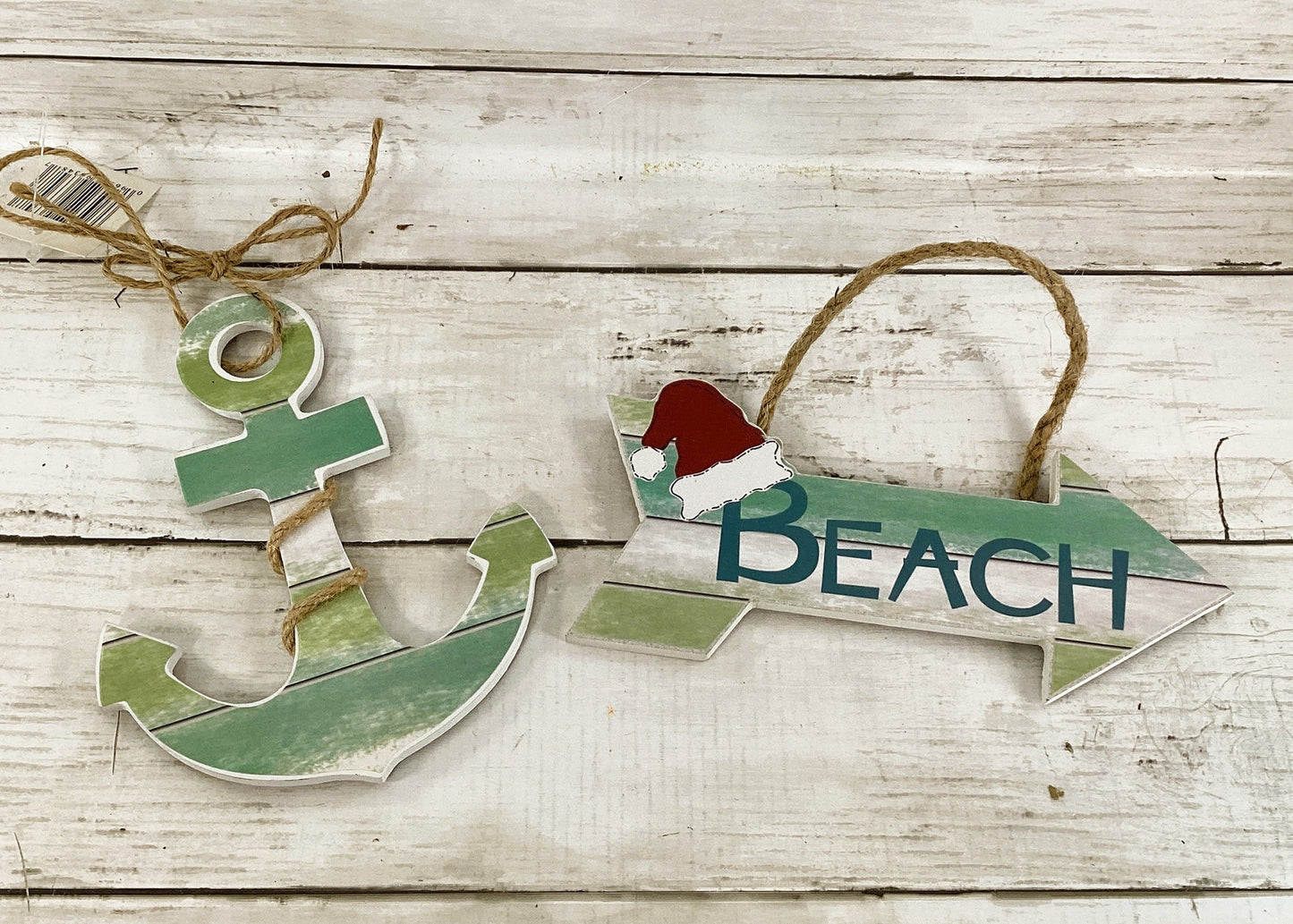 Youngs Christmas Decor - Santa Beach Anchor Ornaments 2pc Set
