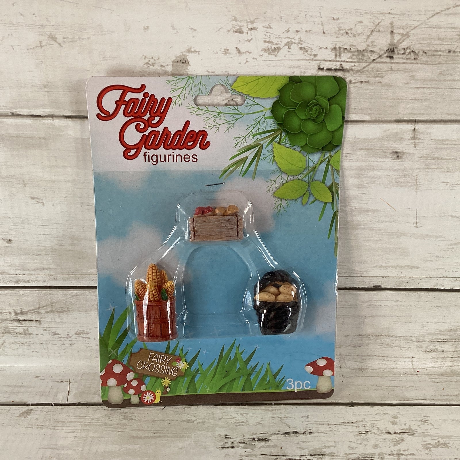 DT Fall Decor - Resin Fairy Garden Corn Potato Veggies Crate