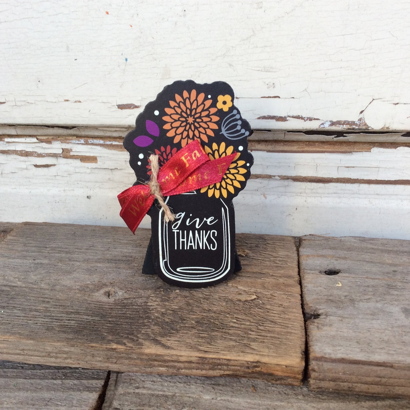 AGD Fall Decor - Give Thanks Mason Small Mum SMALL Sign Display