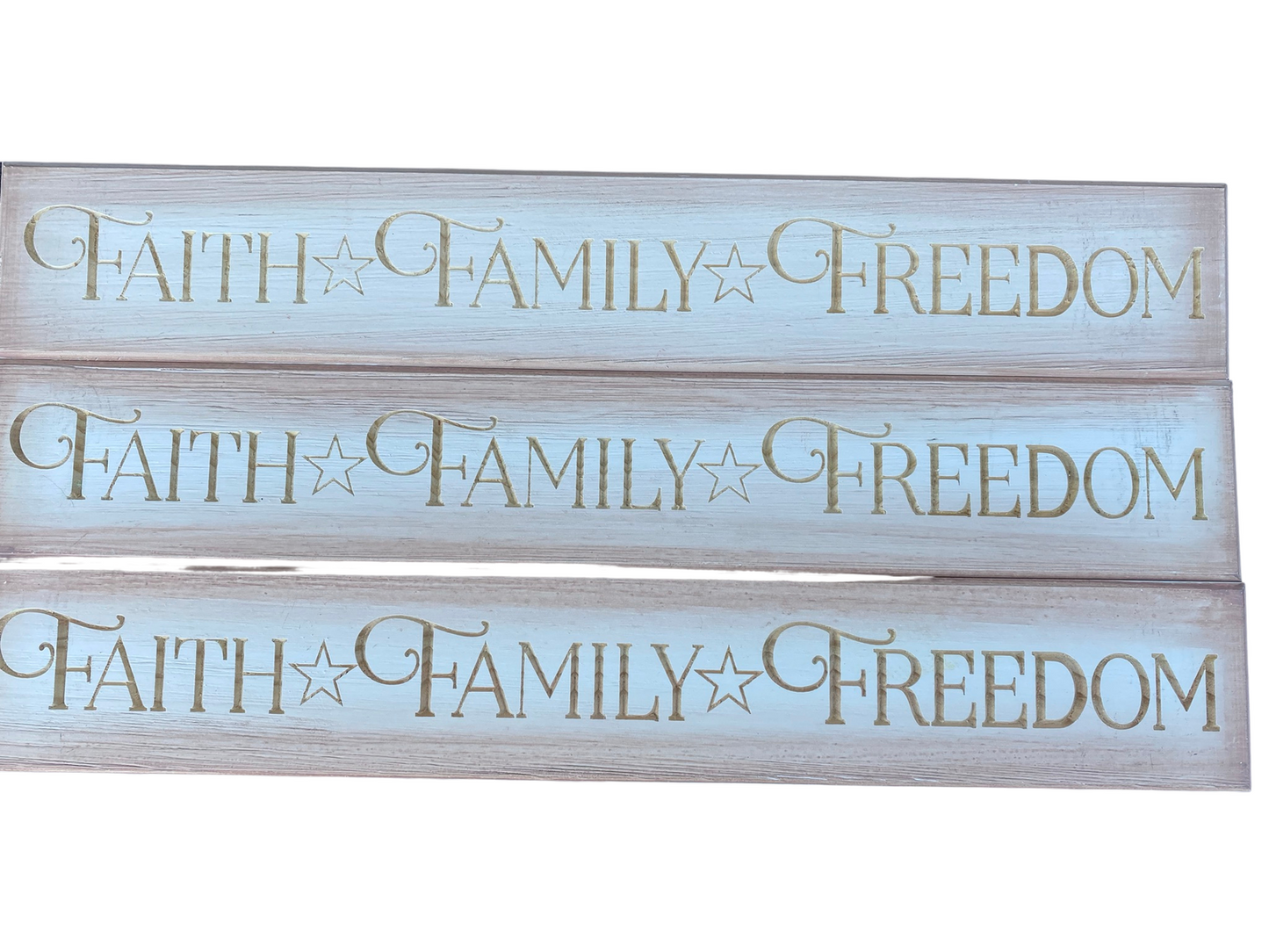 Michaels Craft Supply - Unfinished Wood Faith Family Freedom Signs