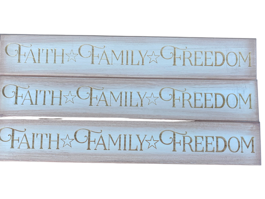 Michaels Craft Supply - Unfinished Wood Faith Family Freedom Signs