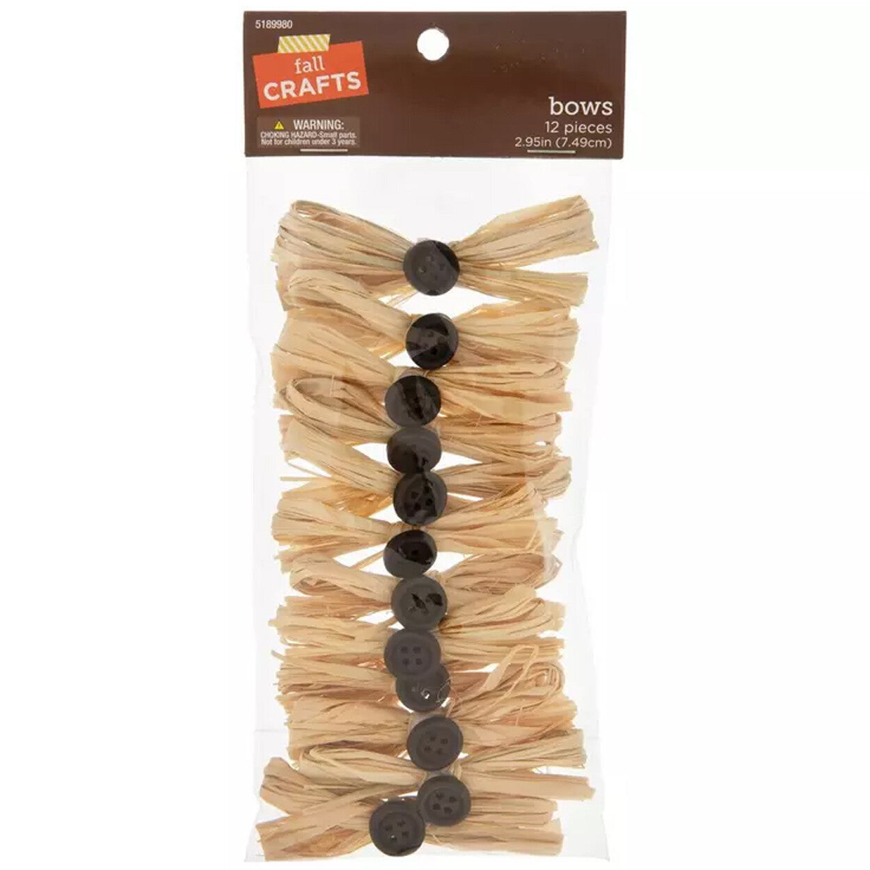 HL Fall Craft Supply - Natural Small Raffia Button Bows 24pc