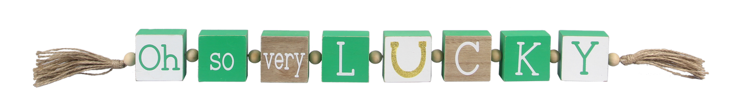 Youngs Saint Patrick Decor - Oh So Very Lucky Wood Block Sitter