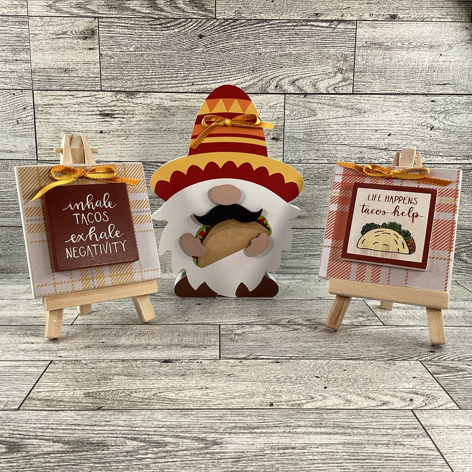 AGD Cinco De Mayo Decor - Taco Easel Chunky Gnome Tier Tray 3pc