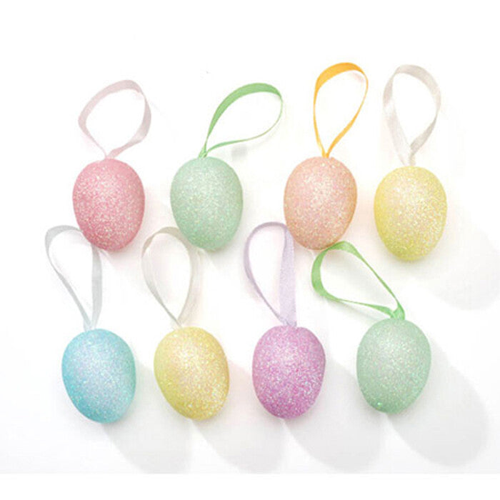 Darice Easter Decor - Foam Easter Egg Ornament  Mica Glitter Pastels