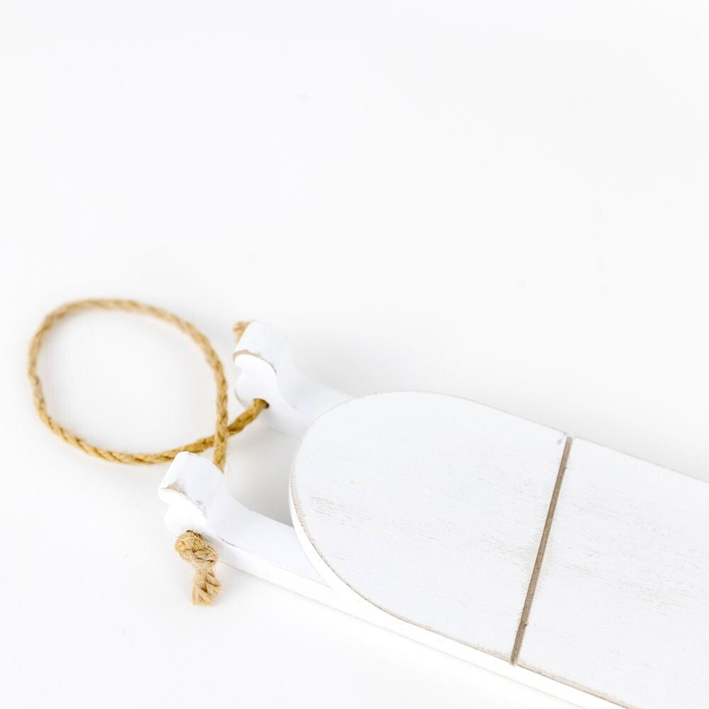 Adams Winter Decor - White Prim Weathered Wood Sled 11-inch