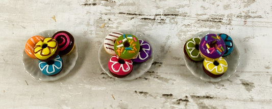 AGD Craft Supply - Miniature Donuts on Plate Displays 3pc Set