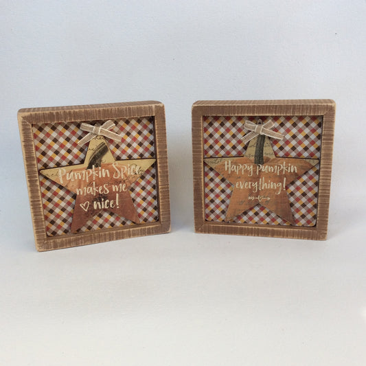 AGD Fall Decor - Pumpkin Spice Everything Nice Prim Inset Box Sign 2pc Set