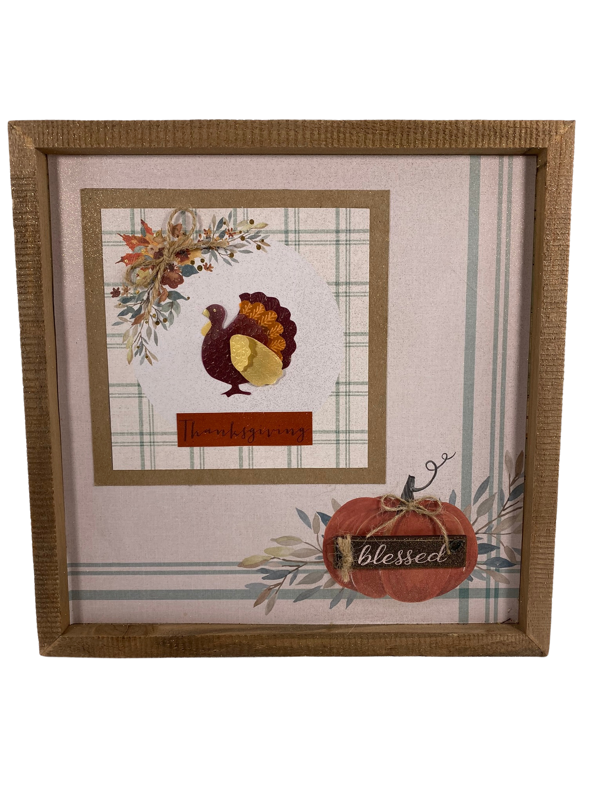 AGD Fall Decor - Thanksgiving Give Thanks Blessed Reversible Inset Box Sign