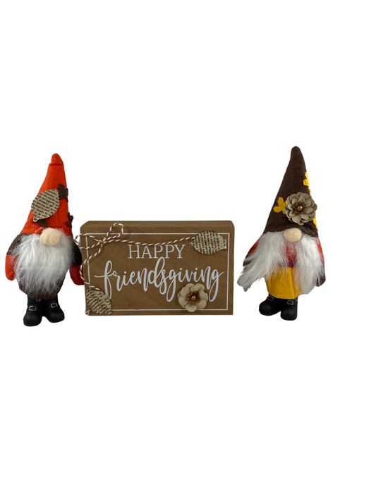 AGD Fall Decor - Happy Friendsgiving Reversible Box Sign Gnomes 3pc