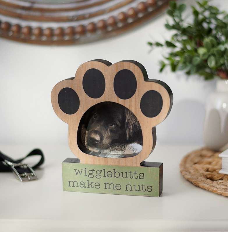 PBK Pet Decor - Beware of Wiggle-butts Paw Block Picture Frame
