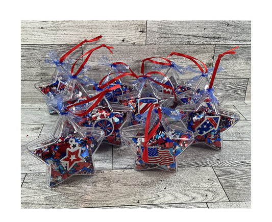AGD Patriotic Decor - Plastic Filled Star Shakers 10pc Set
