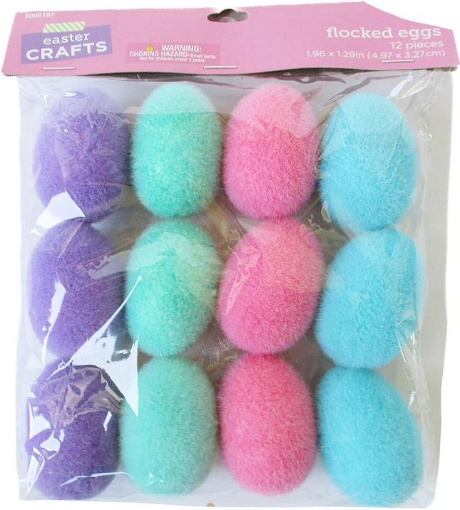 HL Easter Craft Decor - Bright Spring Flocked Eggs 12pc