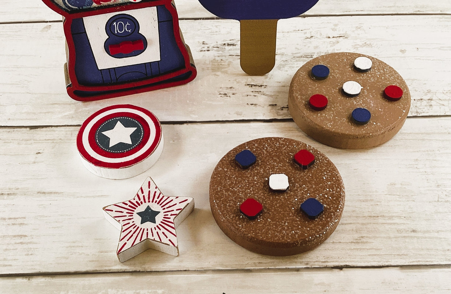 AGD Patriotic Decor - July 4th Theme Gumball Popsicle Cookie 5pc Set