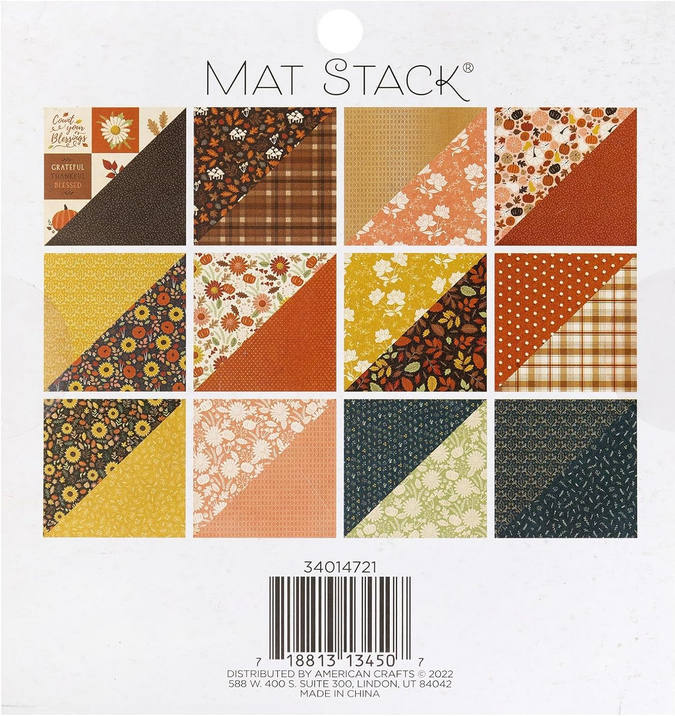 DCWV Fall Craft Supply - Harvest Delight Gold Foil Scrapbook 6x6 Paper Pad