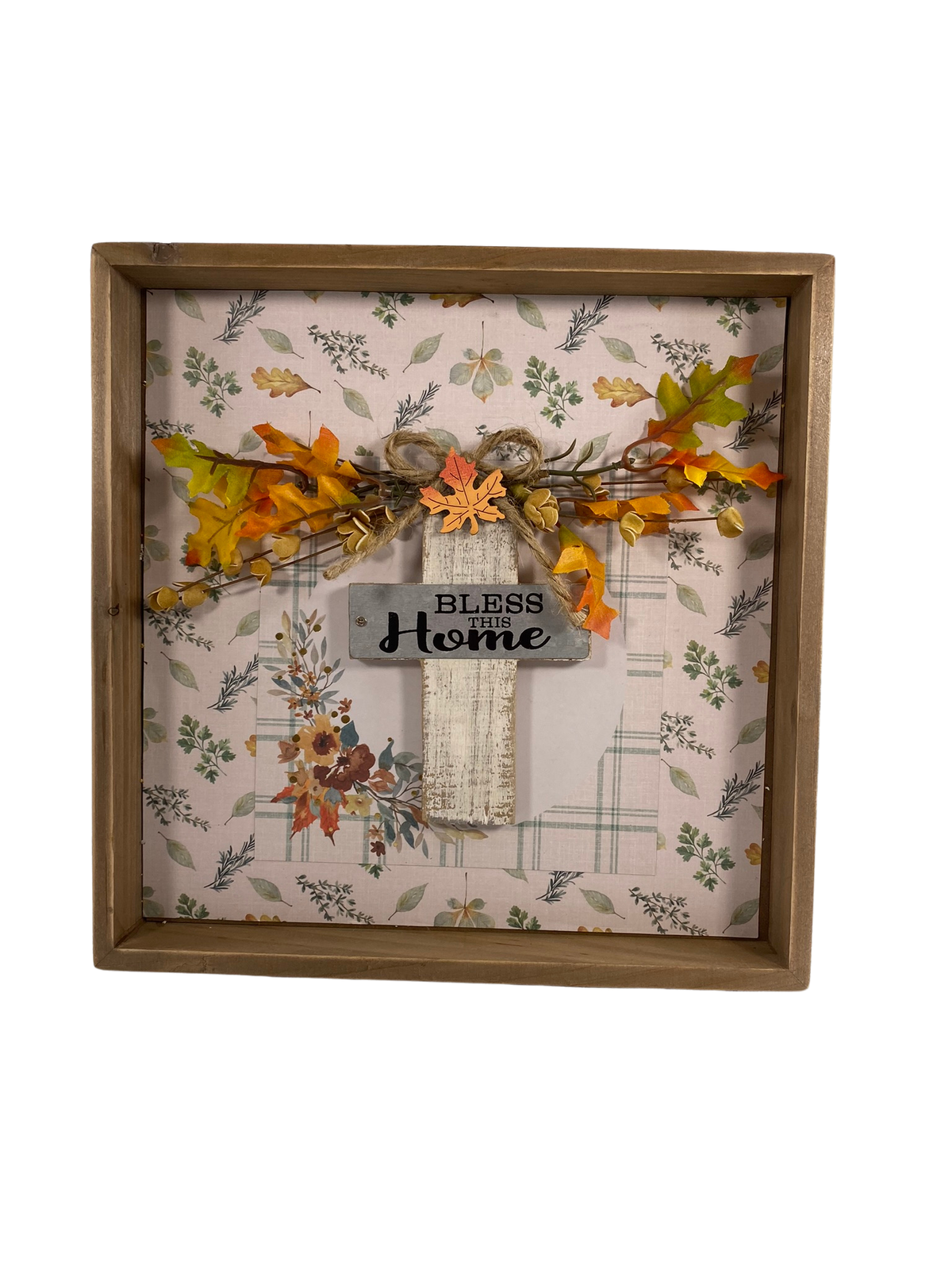 AGD Fall Decor - Gather Give Thanks Bless Home Cross Reversible Inset Box Sign