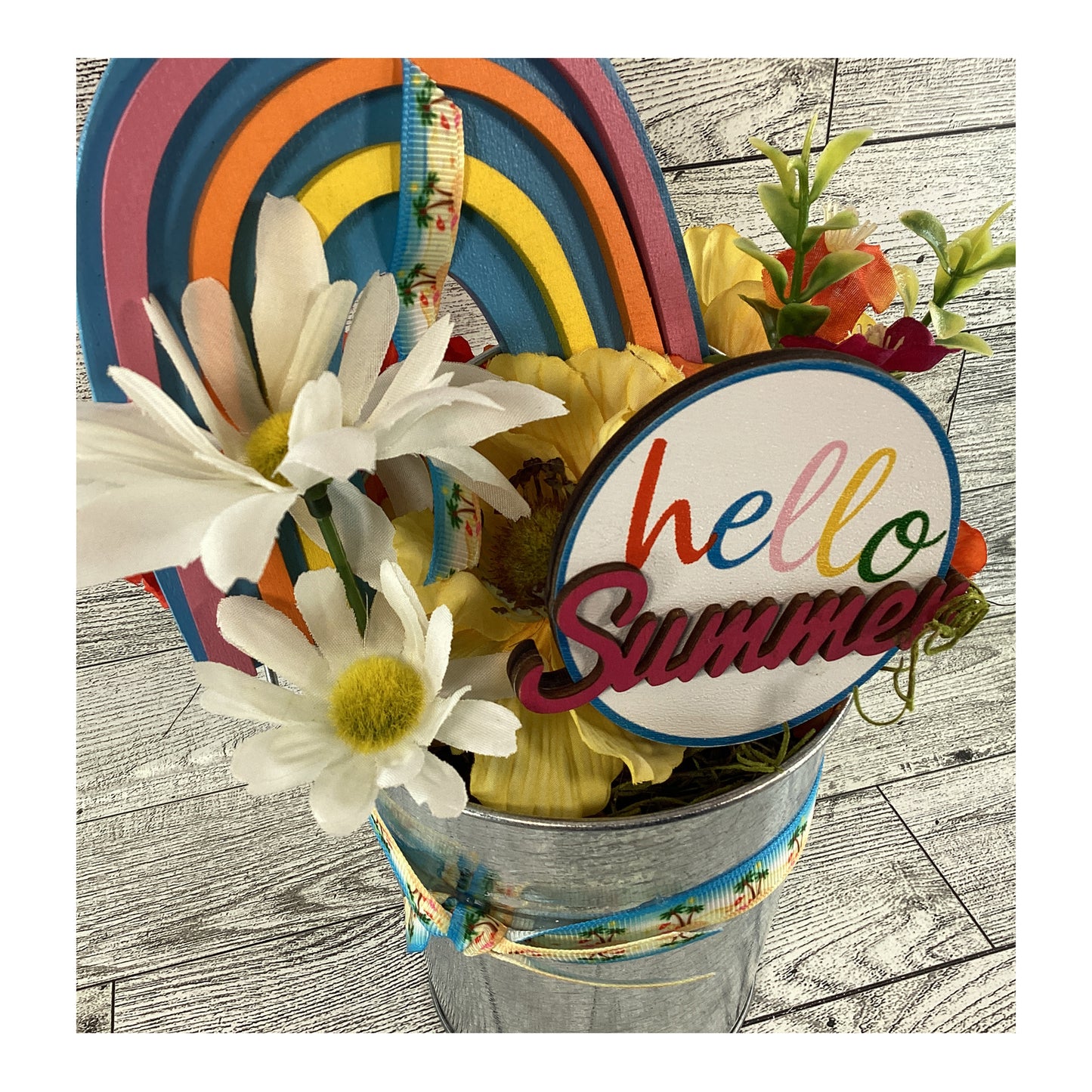 AGD Summer Decor - Hello Summer Rainbow Floral SM Display