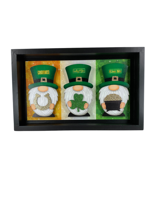AGD St Patricks Decor - Happy Saint Patricks Day Gnome Reversible Inset Box Sign