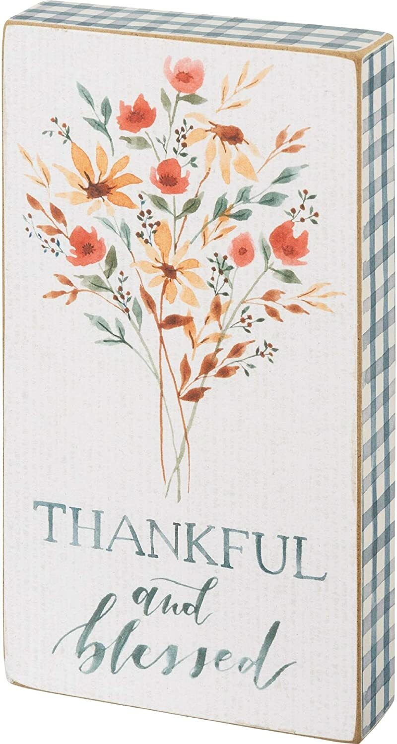 PBK Fall Decor - Thankful and Blessed Fall Block Sign