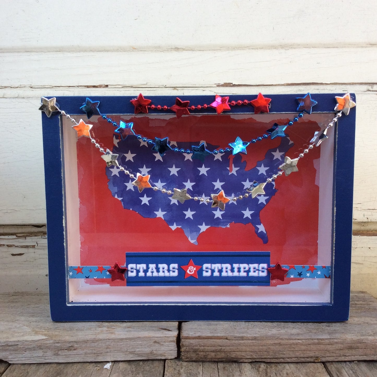 AGD Patriotic Decor - Stars and Stripes Box Shadow Sign