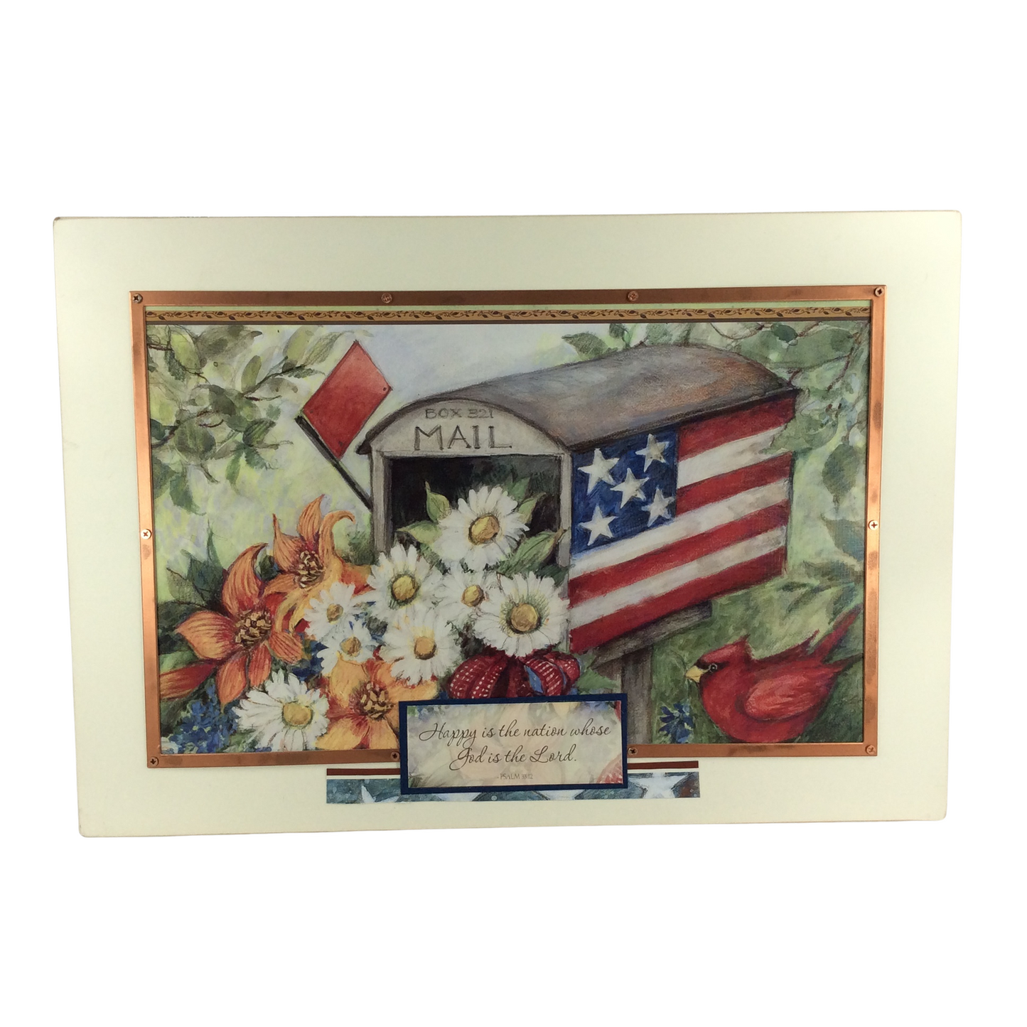 AGD Patriotic Decor - Happy Nation Psalm 33:12 Garden Mail Box Sign