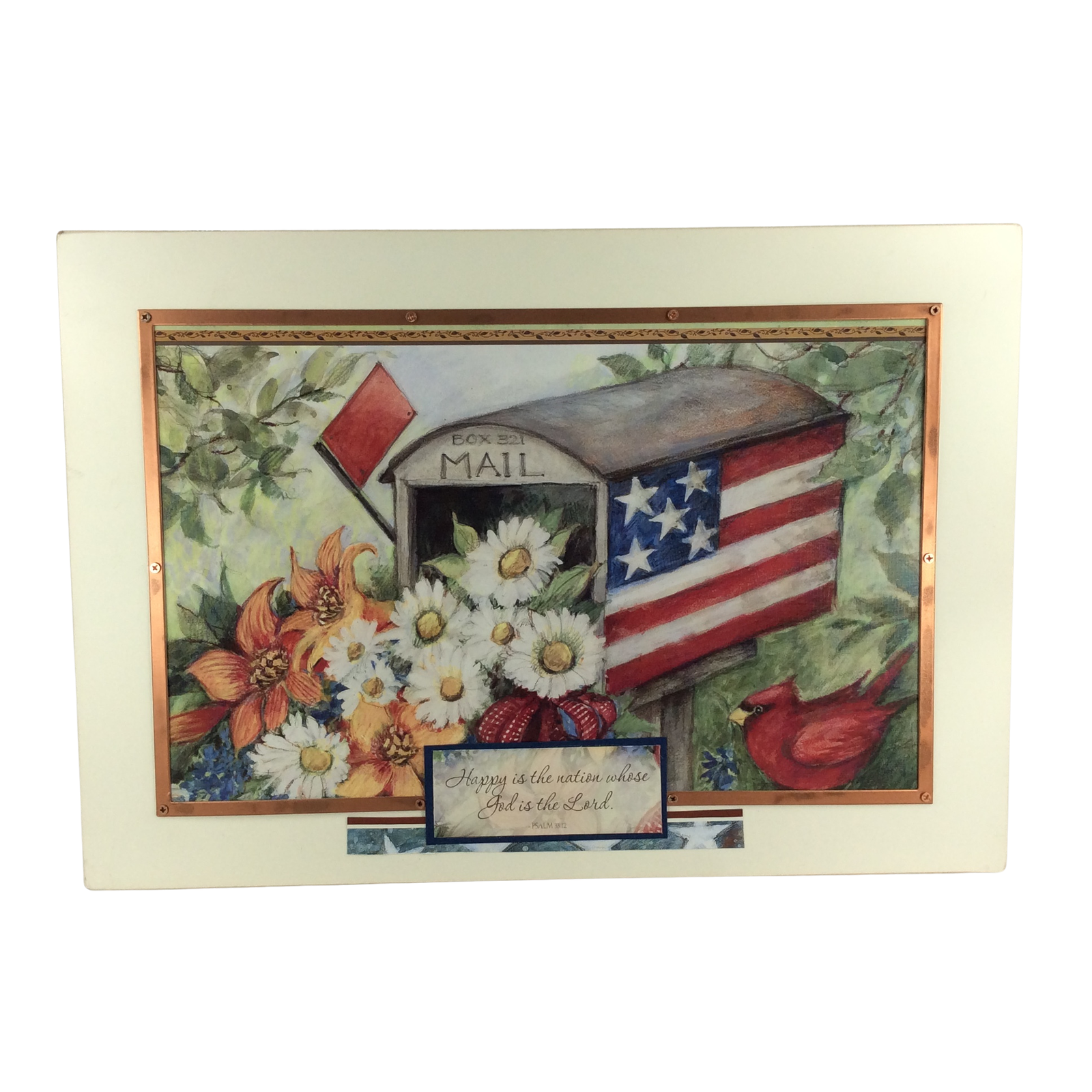 AGD Patriotic Decor - Happy Nation Psalm 33:12 Garden Mail Box Sign