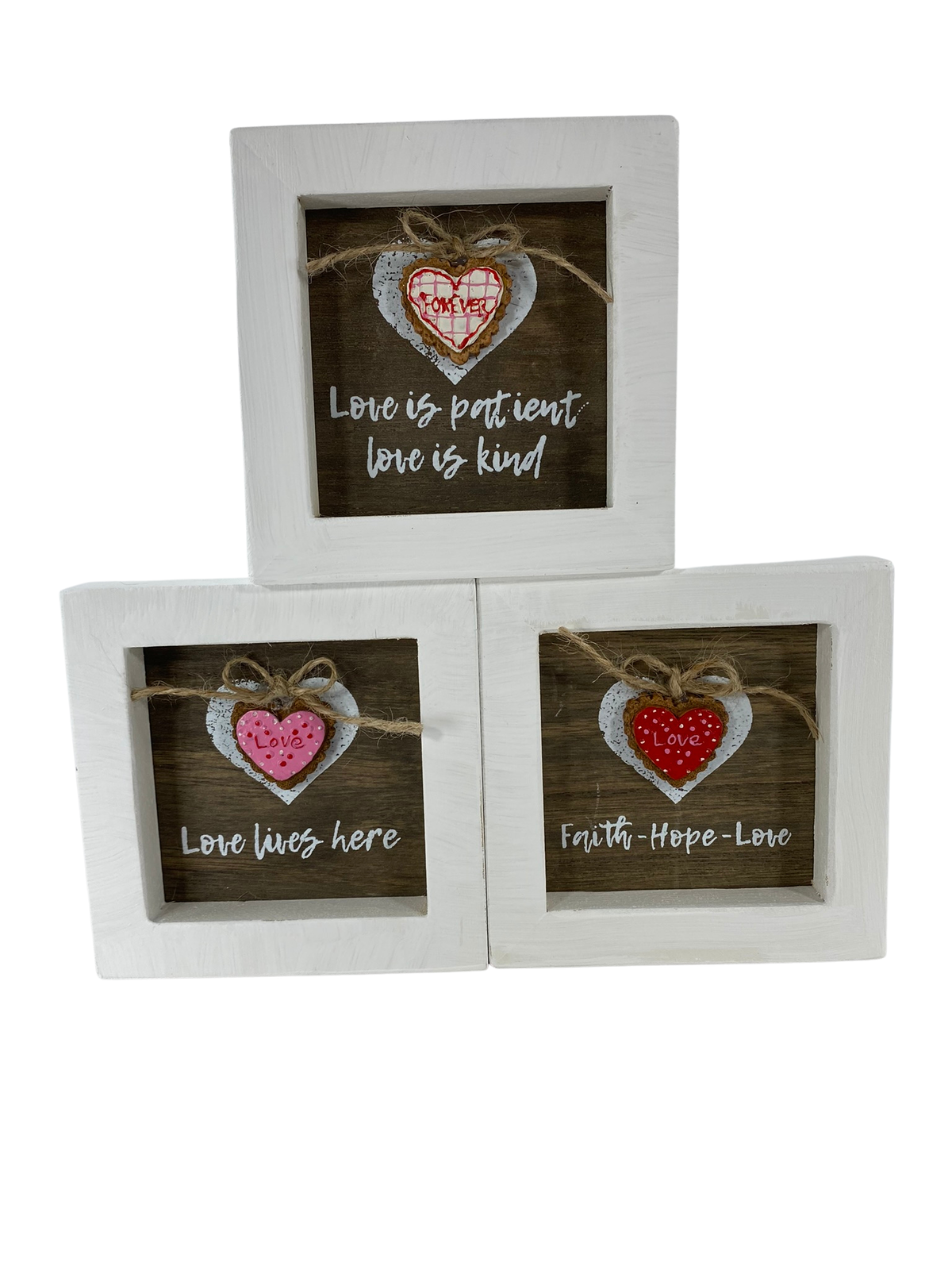 AGD Valentines - Faith Hope Love Is Patient Lives Here 3pc Signs