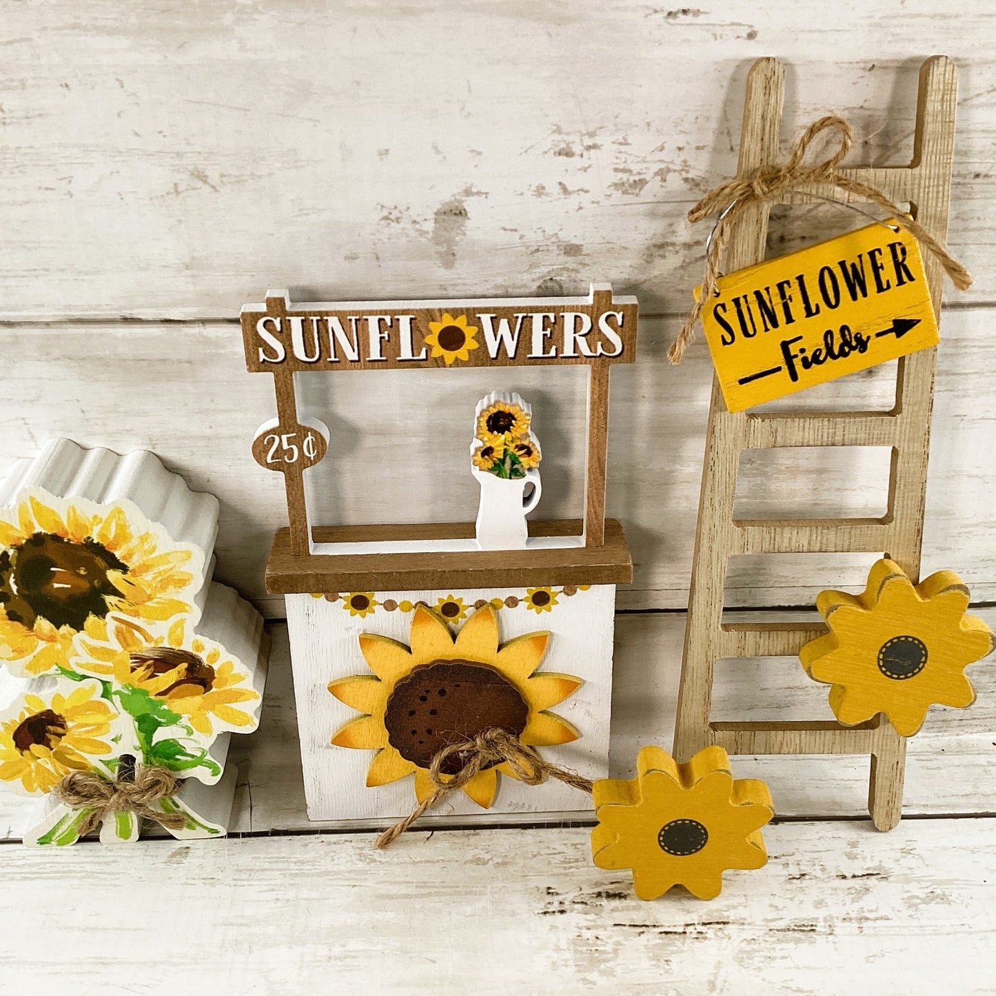 AGD Fall Decor - Sunflowers Fields Booth Sign Tier Tray 4 pc Set