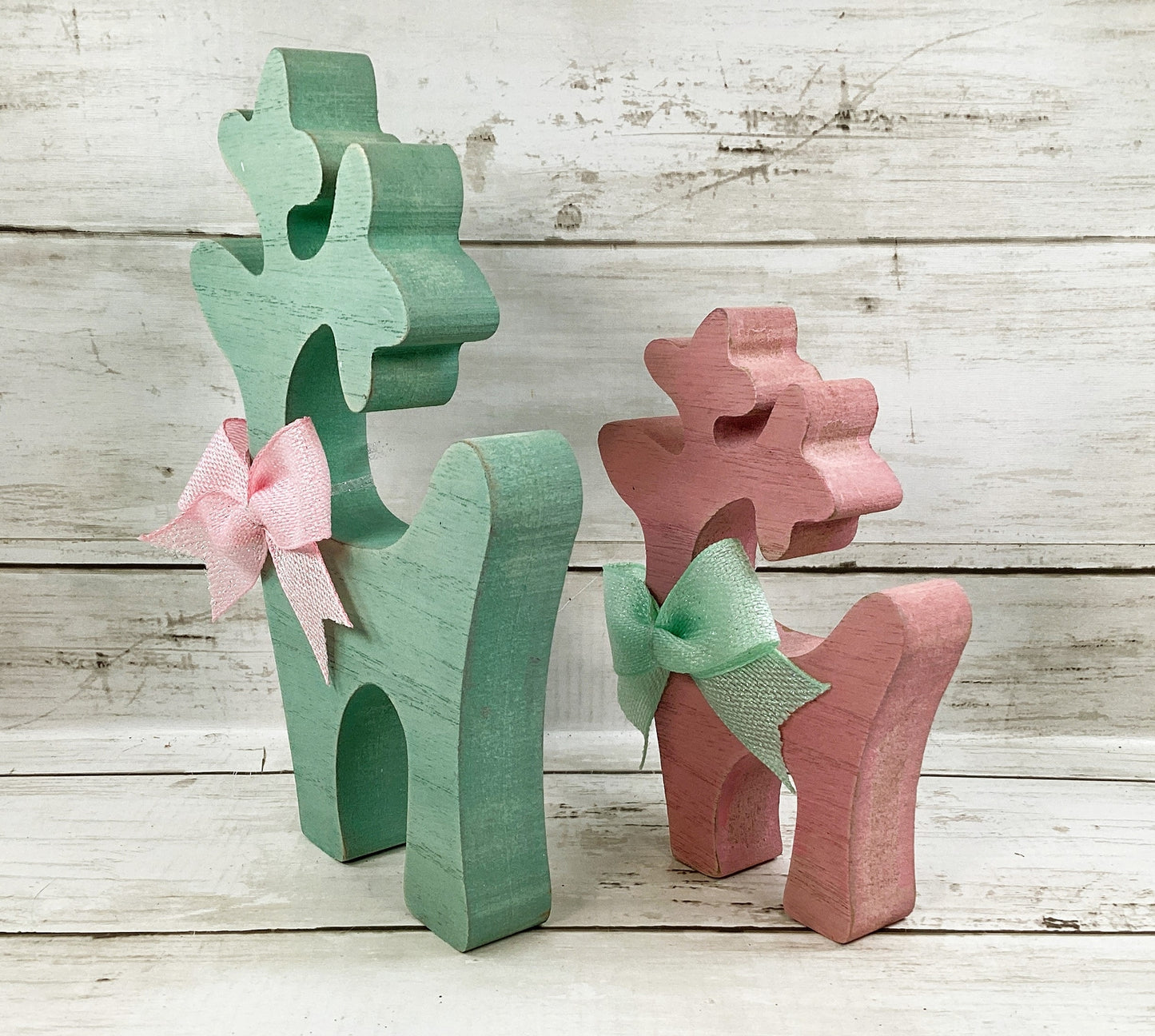 AGD Christmas Decor - Pastel Reindeer Retro Pink Tree Garland 4pc