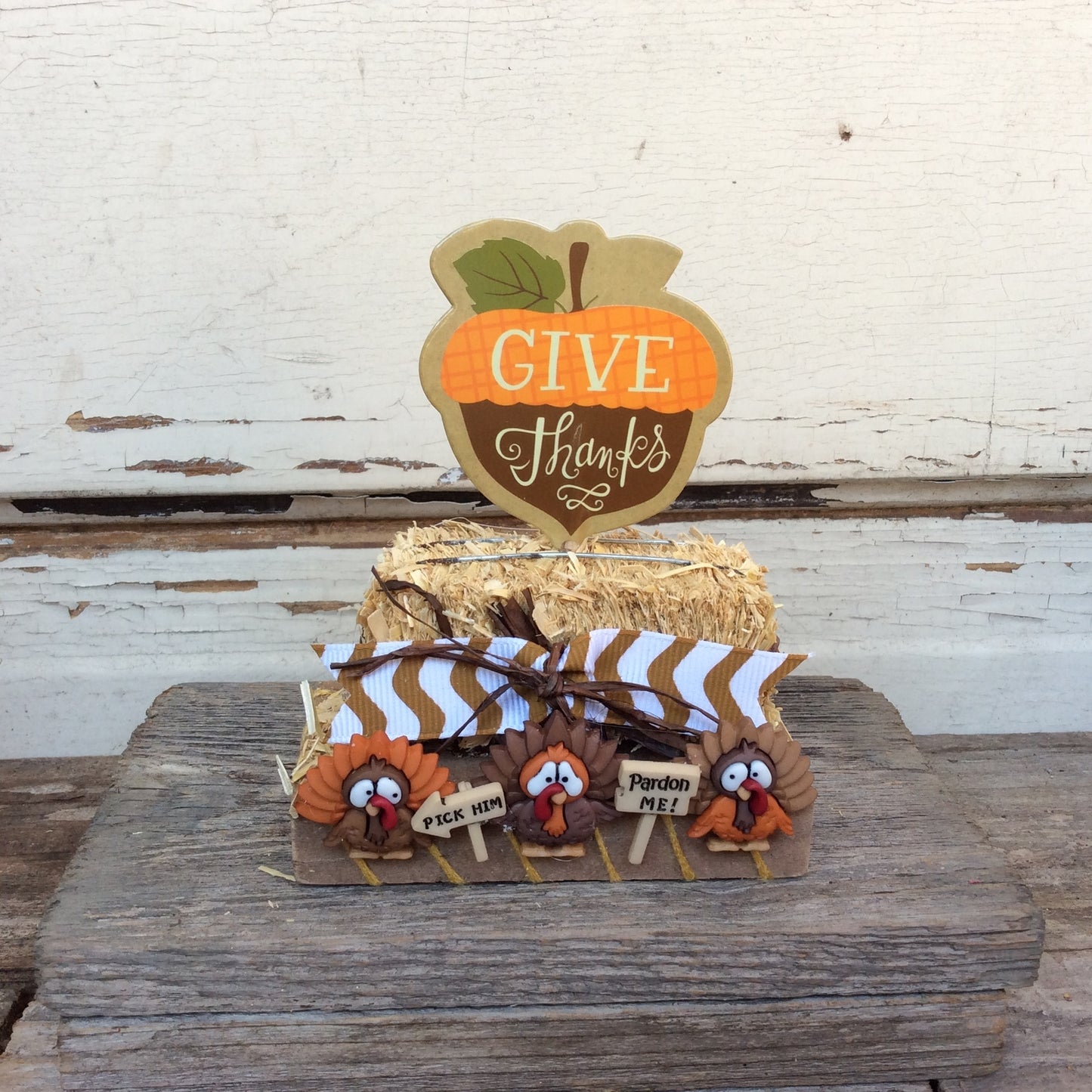 AGD Fall Decor - Give Thanks Miniature Turkey Display