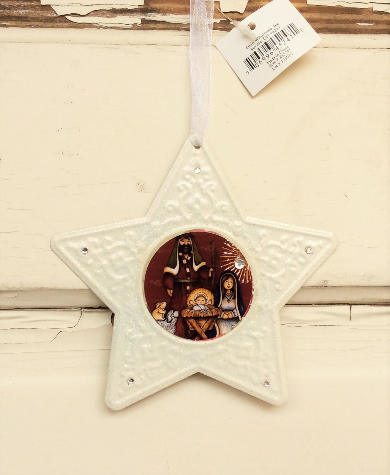 Agape Gifts Original Christmas Ornament - Primitive Nativity Family Star