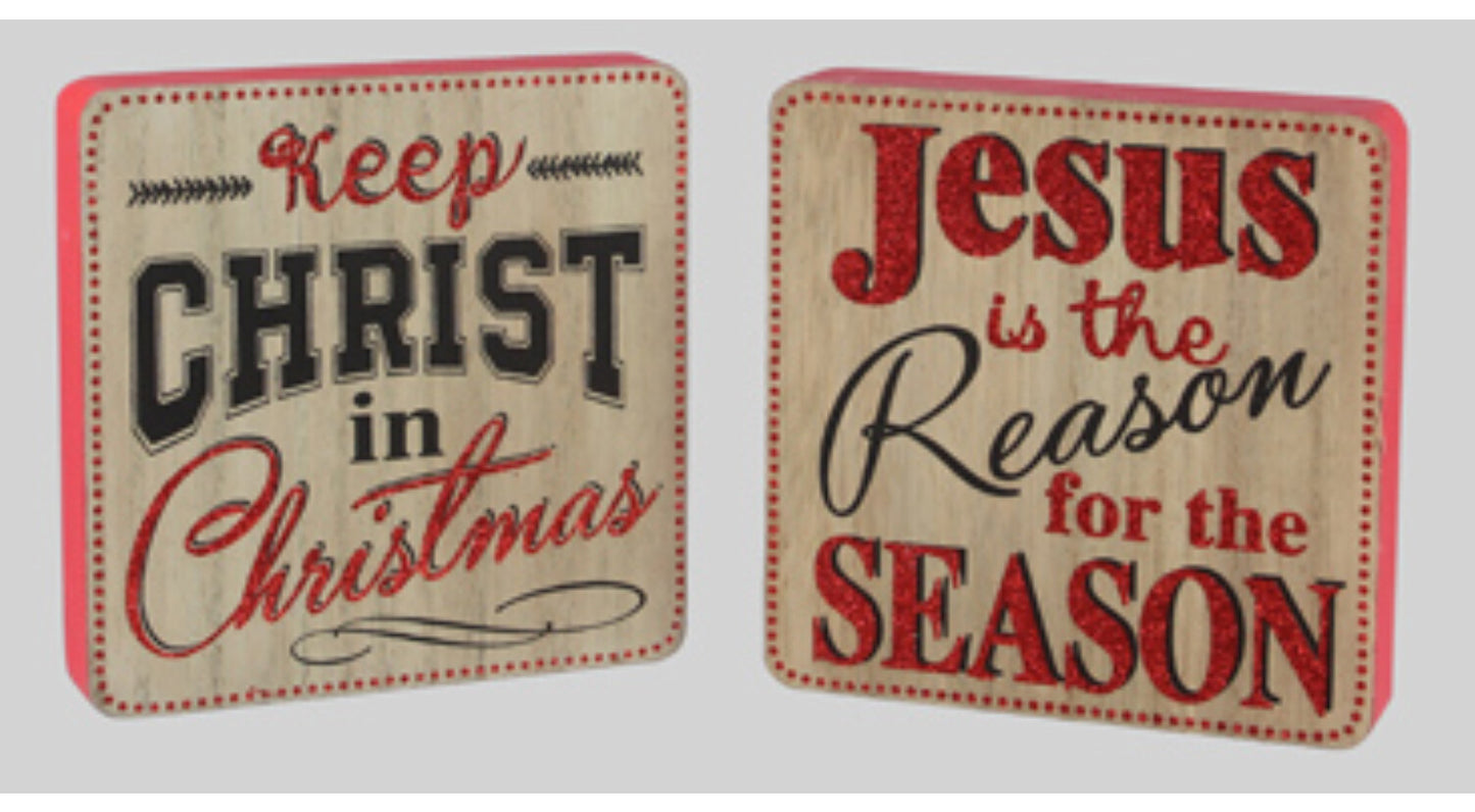 Youngs Christmas Decor - Jesus Is The Reason Keep Christ Signs 2pc Set