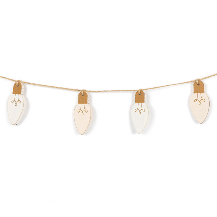 Adams Christmas Decor - Natural Wood C-9 Light Bulb Garland 38-inch